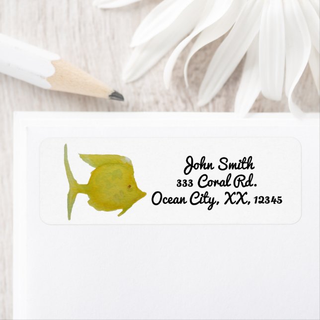 Bright Tropical Yellow Fish Label (Insitu)