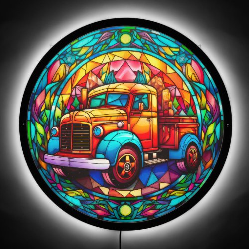 Bright Truck Stained Glass LED Sign