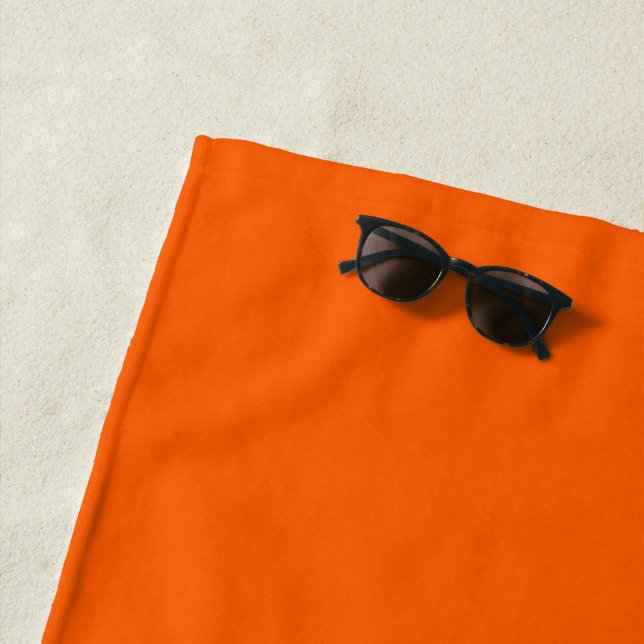Bright True Orange Solid Color Beach Towel (In Situ)
