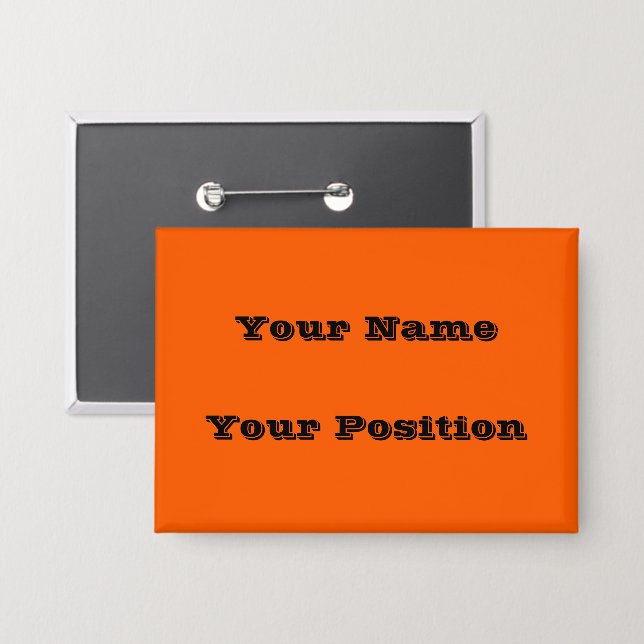 Bright True Orange Solid Color Button (Front/Back)