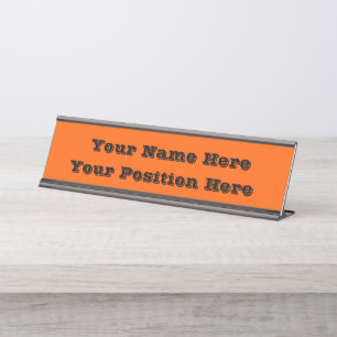 Bright True Orange Solid Color Desk Name Plate