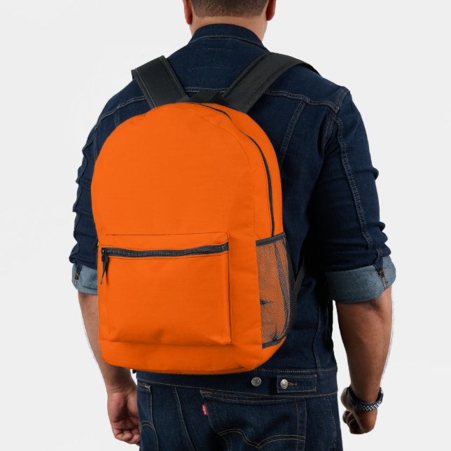Bright True Orange Solid Color Printed Backpack (Insitu (Model))