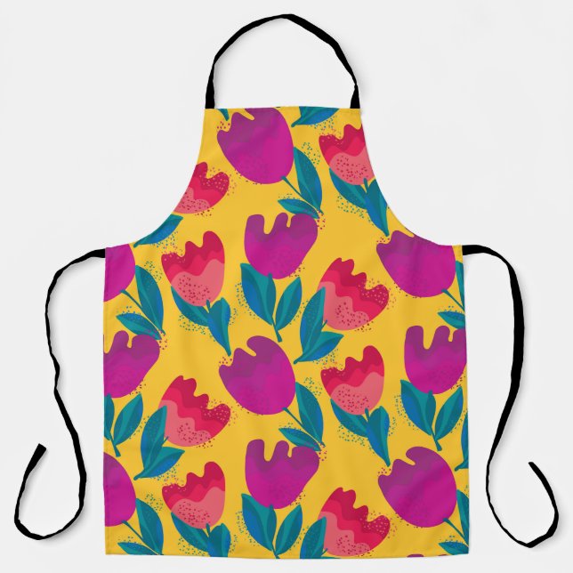 Bright Tulip Flowers: Elegant Seamless Apron (Front)