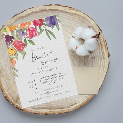 Bright Tulips and Greenery Bridal Brunch Invitation