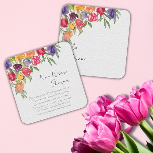 Bright Tulips and Greenery Bridal Shower Enclosure Card