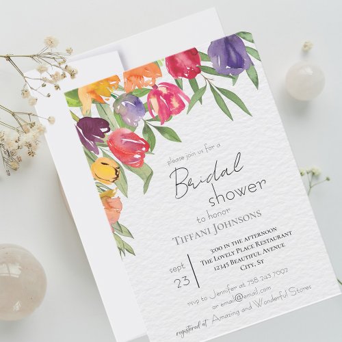 Bright Tulips and Greenery Bridal Shower Invitation