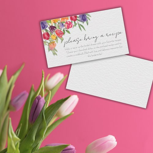 Bright Tulips and Greenery Bridal Shower Recipe Enclosure Card