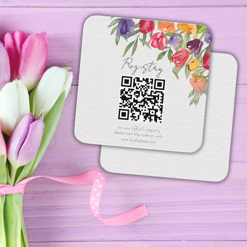 Bright Tulips and Greenery Bridal Shower Registry Enclosure Card