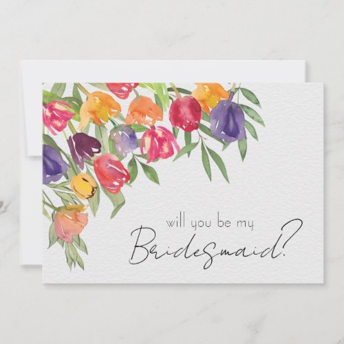 Bright Tulips and Greenery Bridesmaid Proposal Invitation