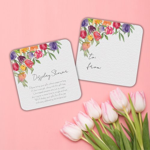 Bright Tulips and Greenery Display Bridal Shower Enclosure Card