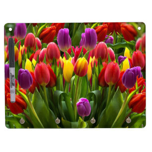 Bright Tulips Dry Erase Board With Keychain Holder