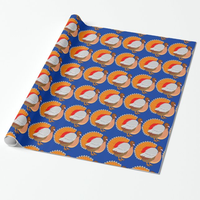 Bright Turkey Wrapping Paper (Unrolled)