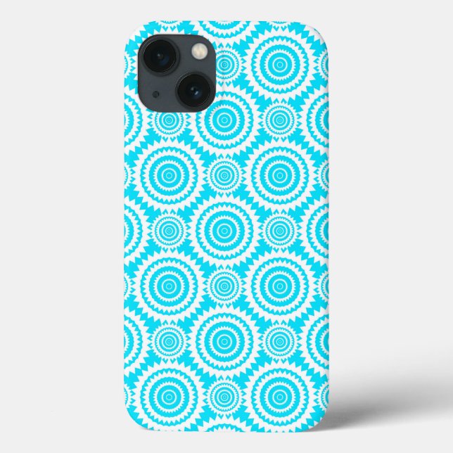 Bright Turquoise and White Fun Geometric Pattern Case-Mate iPhone Case (Back)