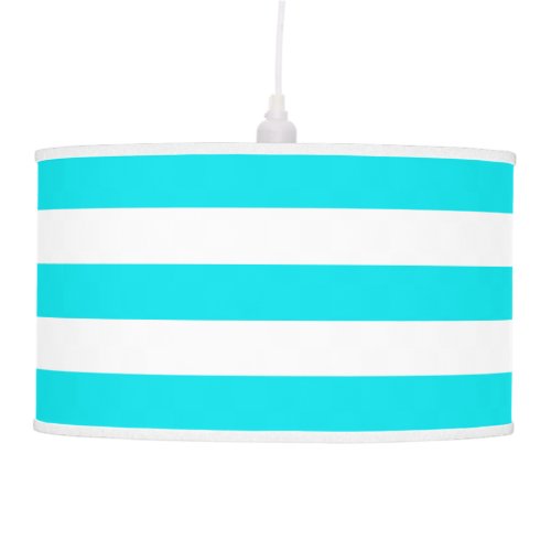 Bright Turquoise and White Stripe Pendant Lamp