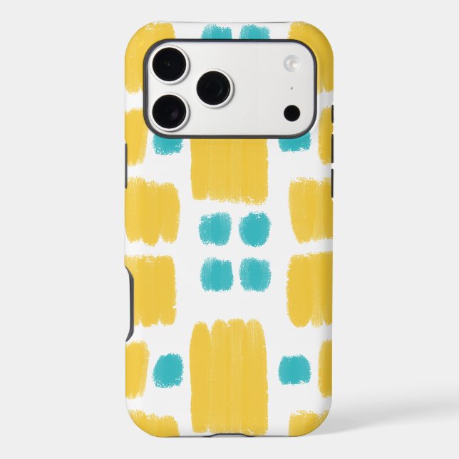 Bright Turquoise and Yellow painted shapes Case-Mate iPhone Case (Back)