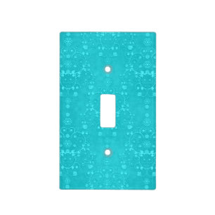 Bright Turquoise Aqua Teal Fancy Damask Pattern Light Switch Cover