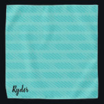 Bright Turquoise Blue Custom Name Dog Bandana<br><div class="desc">Bright Turquoise Blue Lines Custom Name Dog Bandana</div>