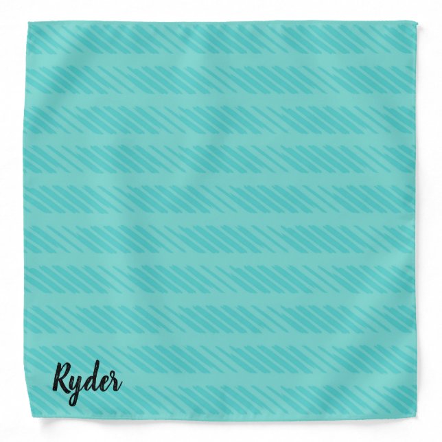 Bright Turquoise Blue Custom Name Dog Bandana (Front)
