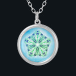 *~* Bright Turquoise Blue Star Mandala Silver Plated Necklace<br><div class="desc">*This sweet little round silver necklace with a delicate hand drawn glowing star mandala in the center sitting on top of a strong turquoise and a little bit of green color background just might capture your higher self's attention :) The star mandala is very intricate and captivating which must may...</div>