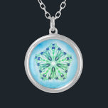 *~* Bright Turquoise Blue Star Mandala Silver Plated Necklace<br><div class="desc">*This sweet little round silver necklace with a delicate hand drawn glowing star mandala in the center sitting on top of a strong turquoise and a little bit of green color background just might capture your higher self's attention :) The star mandala is very intricate and captivating which must may...</div>