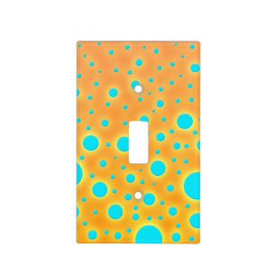Bright Turquoise Dots over Orange Background Light Switch Cover