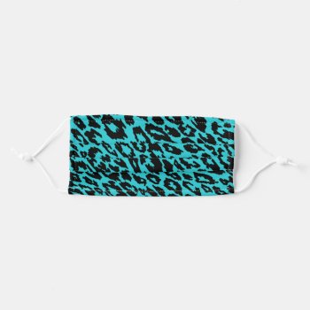 Bright Turquoise Leopard Adult Cloth Face Mask by OrganicSaturation at Zazzle