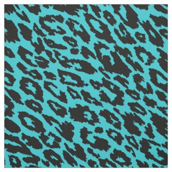 Bright Turquoise Leopard Fabric by OrganicSaturation at Zazzle