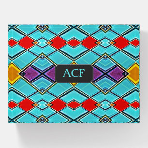 Bright Turquoise Modern Stained Glass - custom Paperweight