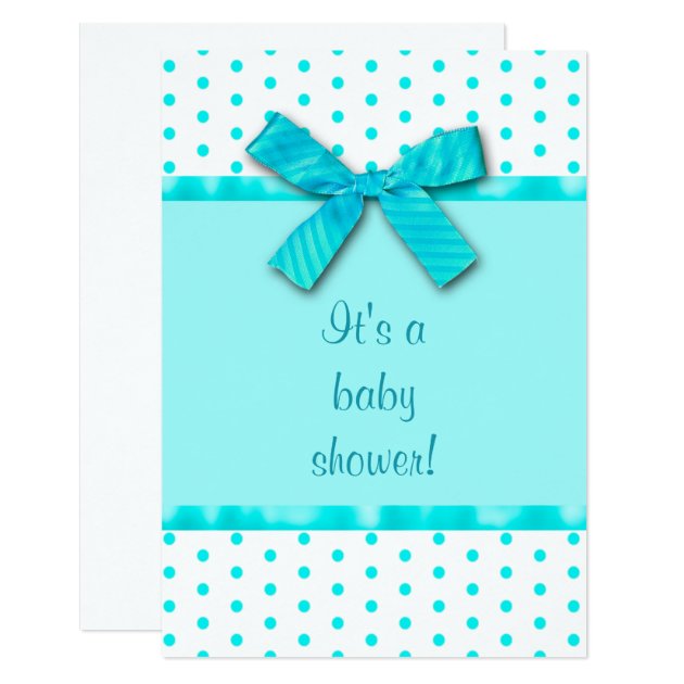Bright Turquoise Polka Dot Baby Shower Invitation