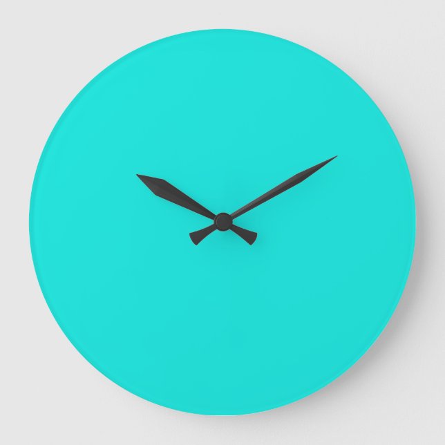 Bright Turquoise Solid Color Large Clock (Front)