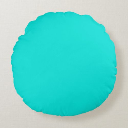 Bright Turquoise Solid Color Round Pillow