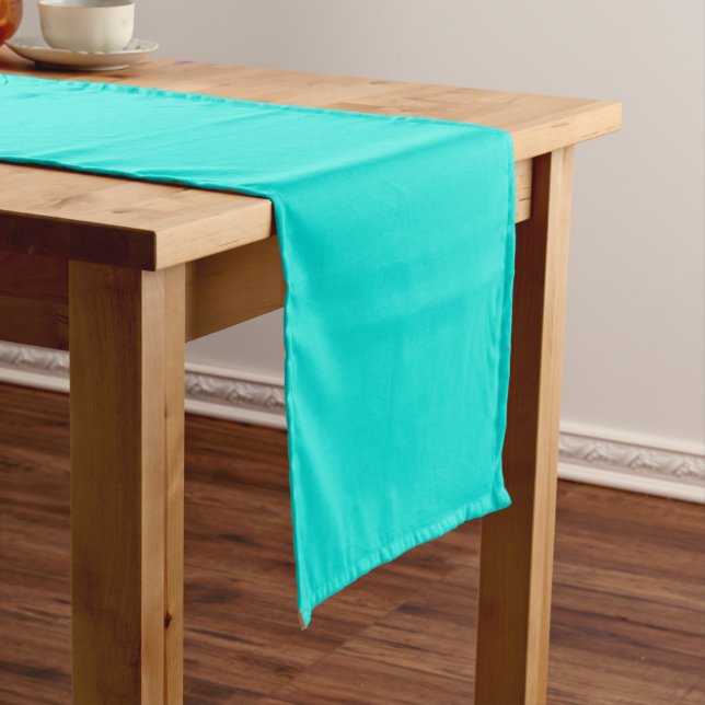 Bright Turquoise Solid Color Short Table Runner (In Situ)