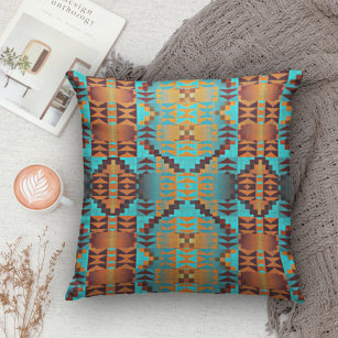 Aqua and best sale orange throw pillows