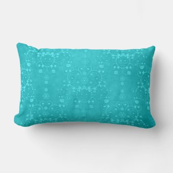 Bright Turquoise Teal Aqua Damask Pattern Lumbar Pillow by MHDesignStudio at Zazzle