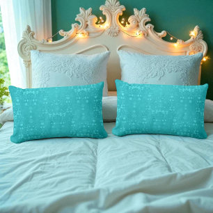 Bright Turquoise Teal Aqua Damask Pattern Lumbar Pillow