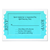 Bright Turquoise Ticket RSVP Response Card