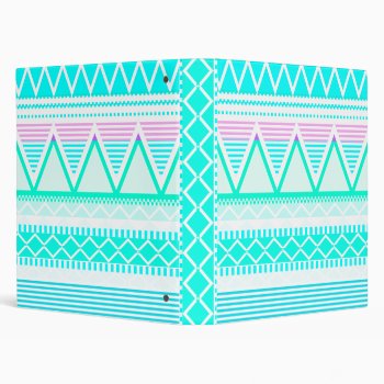 Bright Turquoise Tribal Binder by OrganicSaturation at Zazzle