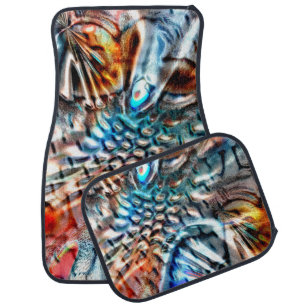 Bright, twisted colored velvet or plumage car floor mat