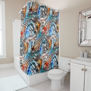 Bright, twisted colored velvet or plumage shower curtain