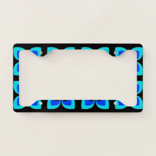 Bright Two Toned Blue Flower Pattern License Plate Frame