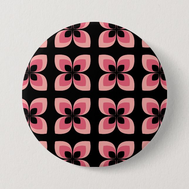 Bright Two Toned Pink Flower Pattern Button (Front)