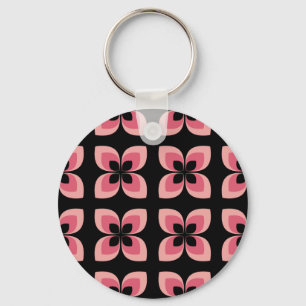 Bright Two Toned Pink Flower Pattern Keychain