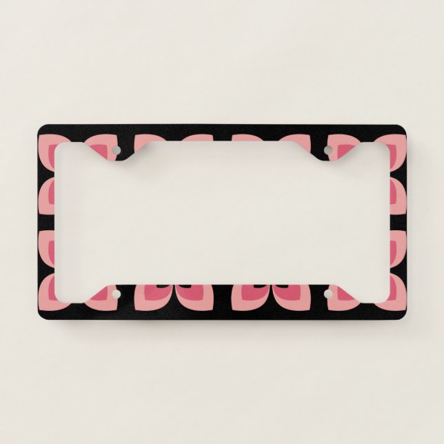 Bright Two Toned Pink Flower Pattern License Plate Frame (Front)