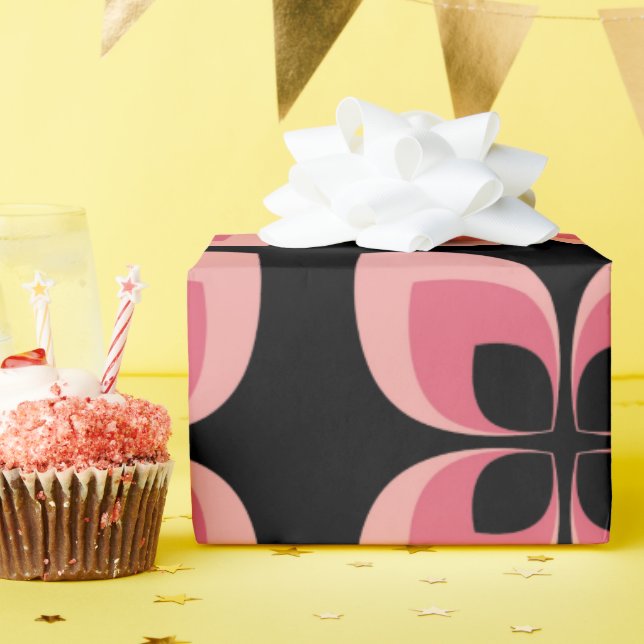 Bright Two Toned Pink Flower Pattern Wrapping Paper (Birthday Party)