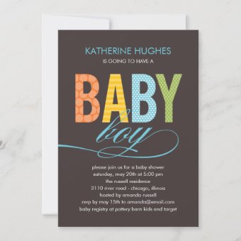 Bright Type Baby Shower Invitation - Boy | Zazzle