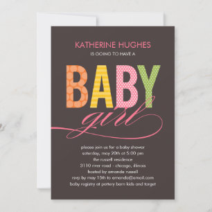 Bright Type Baby Shower Invitation - Girl