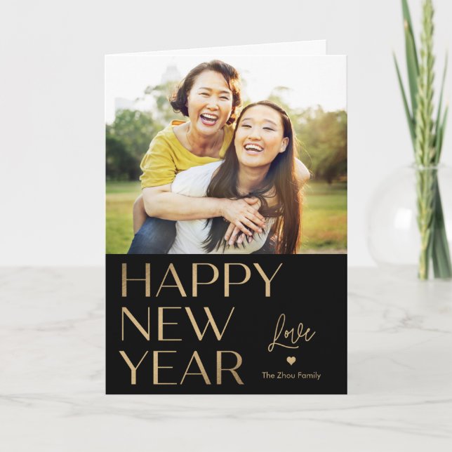 Bright Type Modern Happy New Year Photo Card (Front)