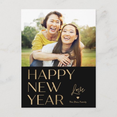 Bright Type Modern Happy New Year Photo Postcard