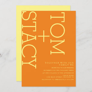 Bright Typography Extra Bold Orange Wedding  Invitation