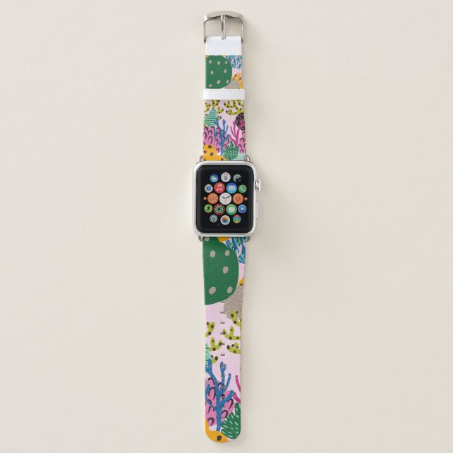 Bright underwater illustration pattern with beauti apple watch band (Front)